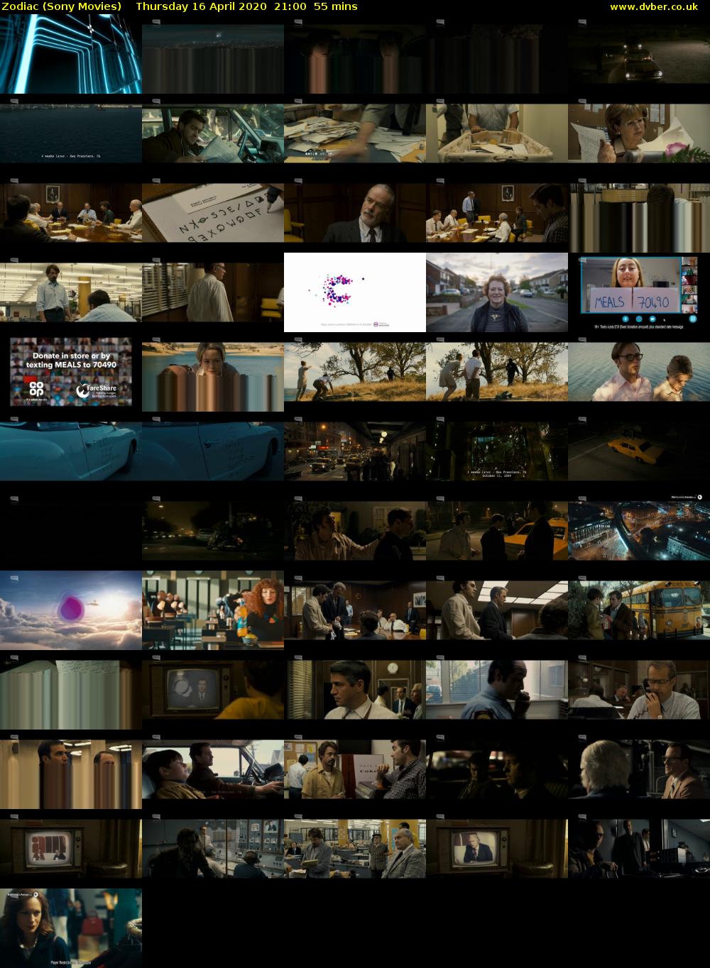Zodiac (Sony Movies) Thursday 16 April 2020 21:00 - 21:55