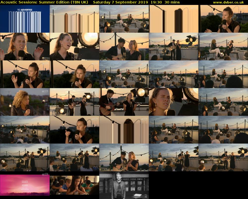 Acoustic Sessions: Summer Edition (TBN UK) Saturday 7 September 2019 19:30 - 20:00