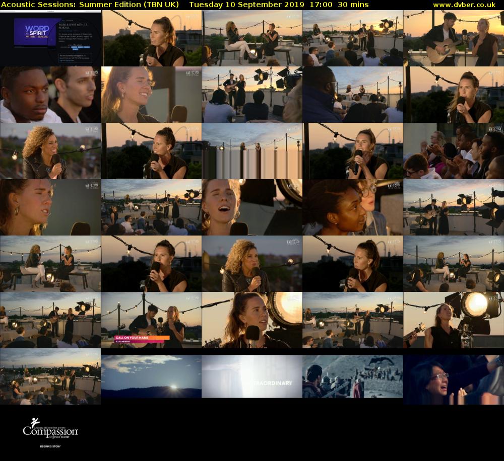 Acoustic Sessions: Summer Edition (TBN UK) Tuesday 10 September 2019 17:00 - 17:30