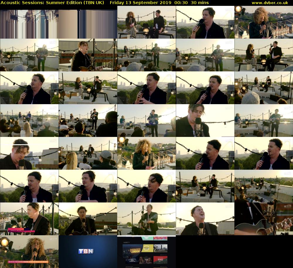Acoustic Sessions: Summer Edition (TBN UK) Friday 13 September 2019 00:30 - 01:00