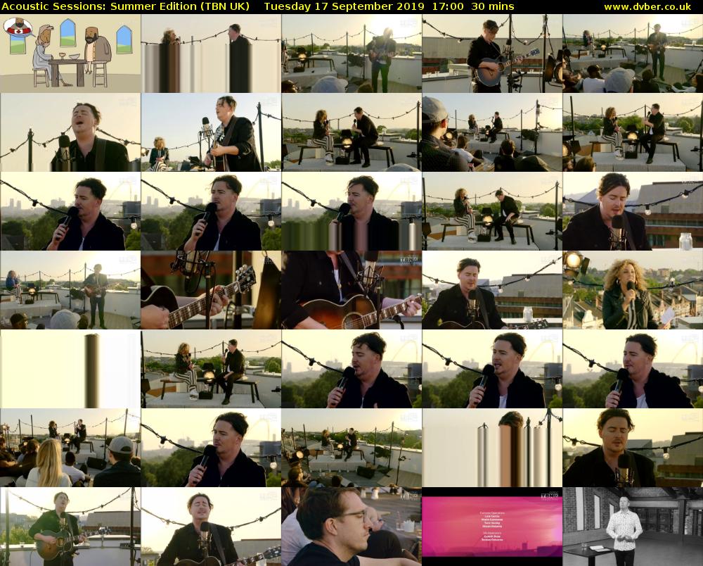 Acoustic Sessions: Summer Edition (TBN UK) Tuesday 17 September 2019 17:00 - 17:30