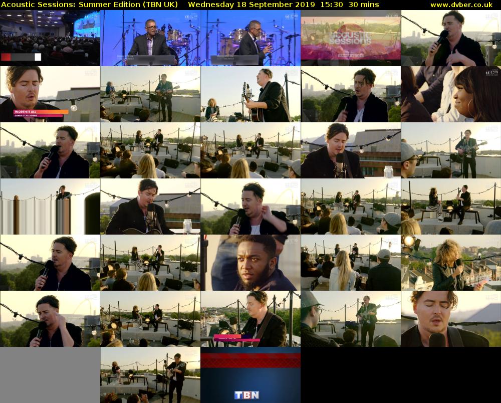 Acoustic Sessions: Summer Edition (TBN UK) Wednesday 18 September 2019 15:30 - 16:00