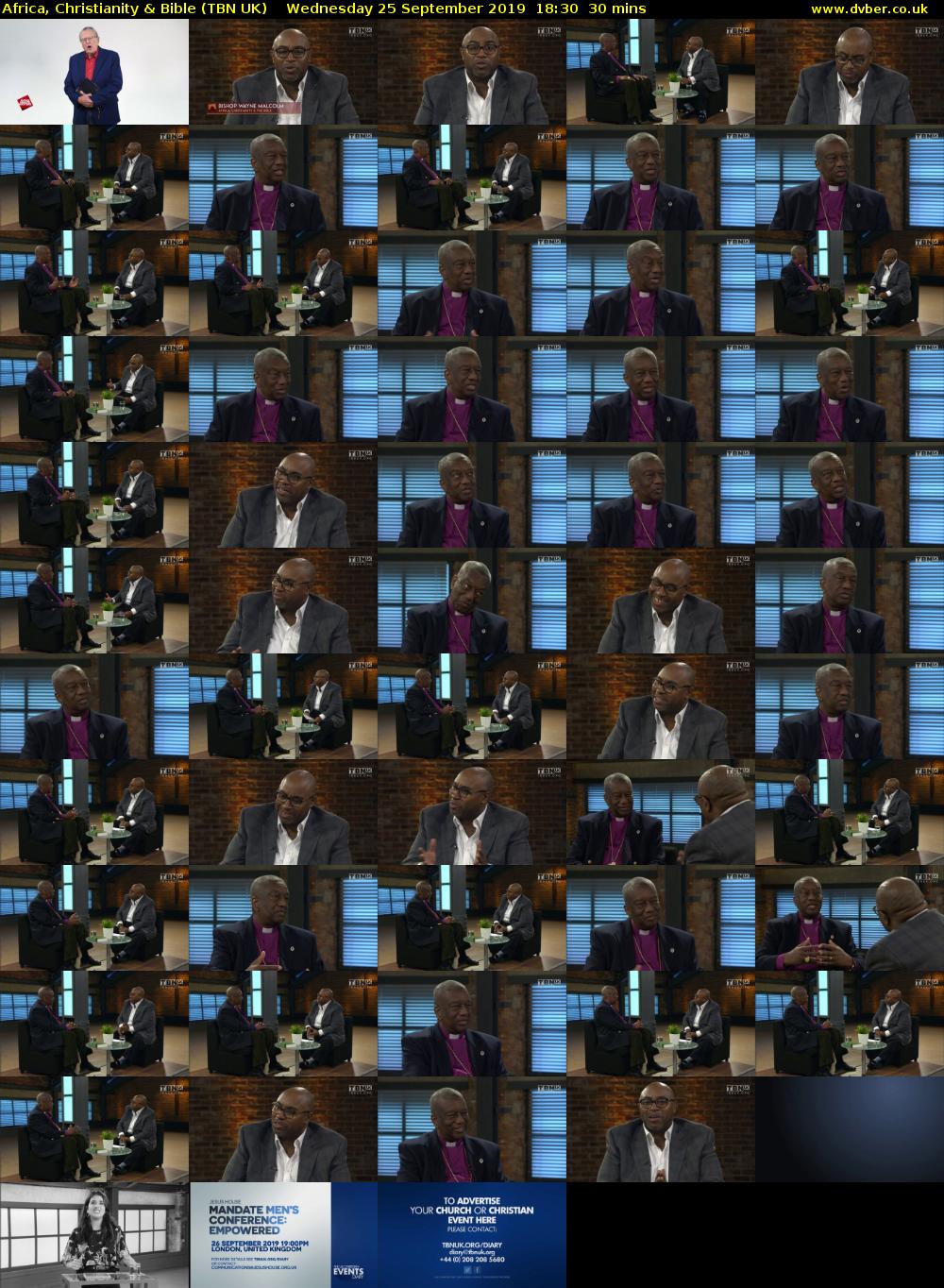 Africa, Christianity & Bible (TBN UK) Wednesday 25 September 2019 18:30 - 19:00