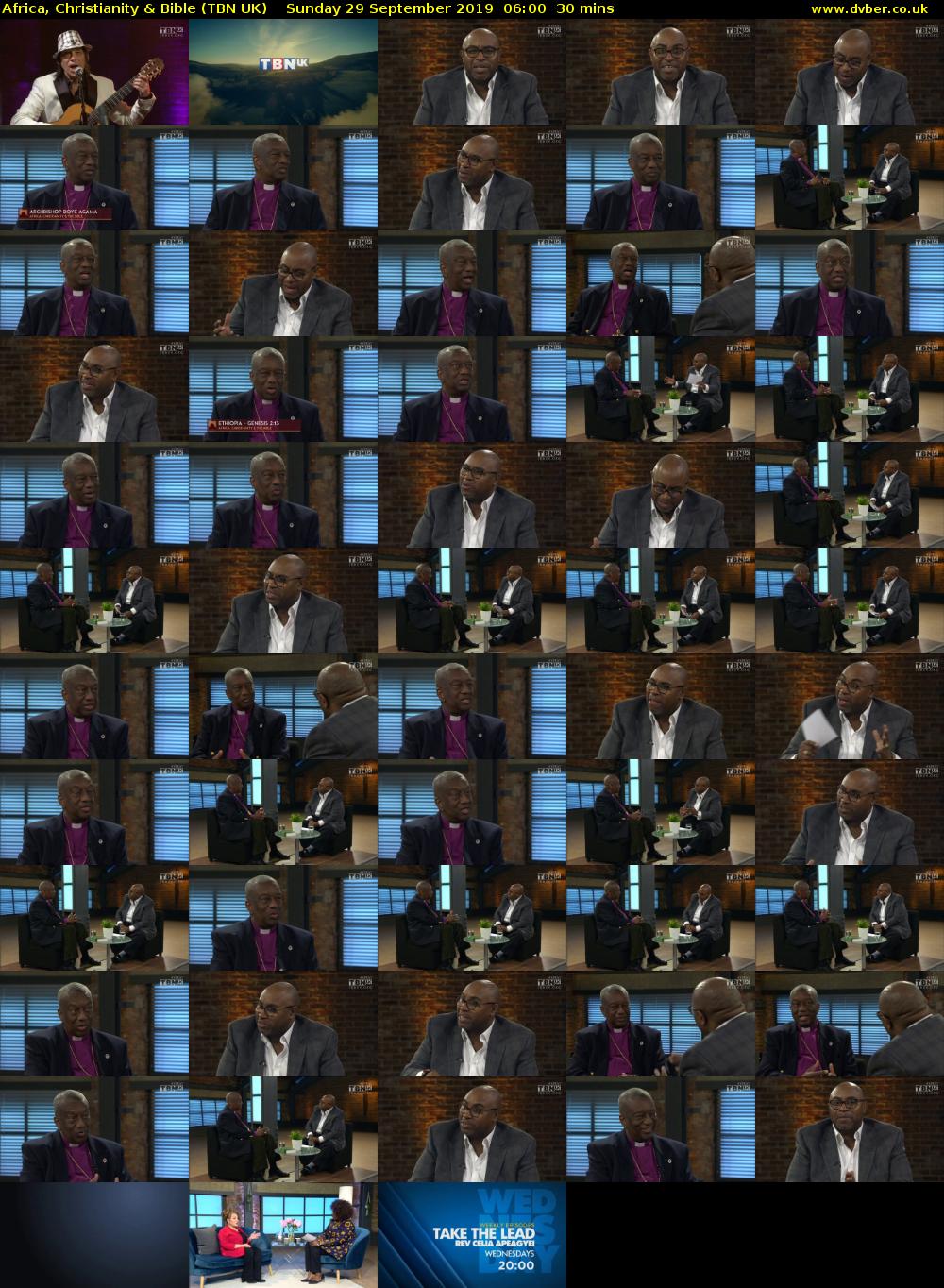 Africa, Christianity & Bible (TBN UK) Sunday 29 September 2019 06:00 - 06:30