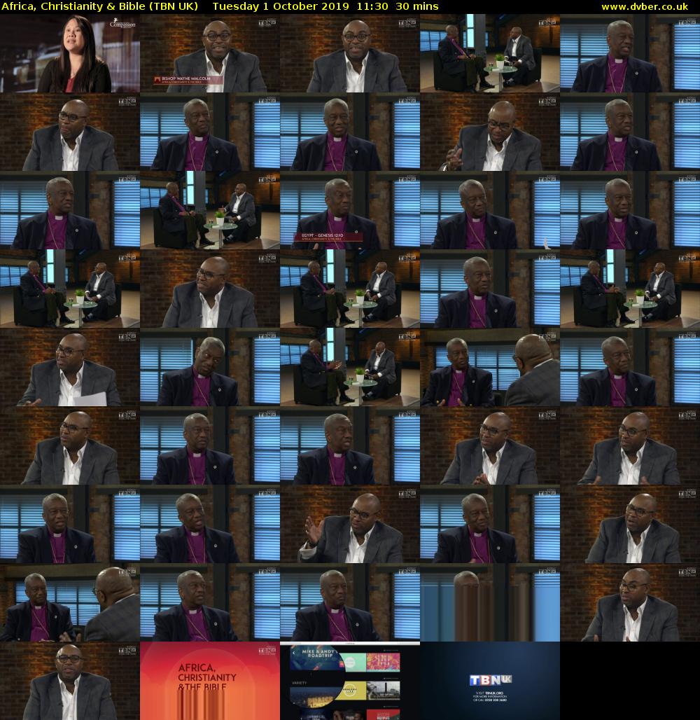 Africa, Christianity & Bible (TBN UK) Tuesday 1 October 2019 11:30 - 12:00