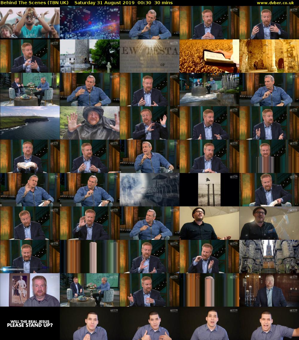 Behind The Scenes (TBN UK) Saturday 31 August 2019 00:30 - 01:00