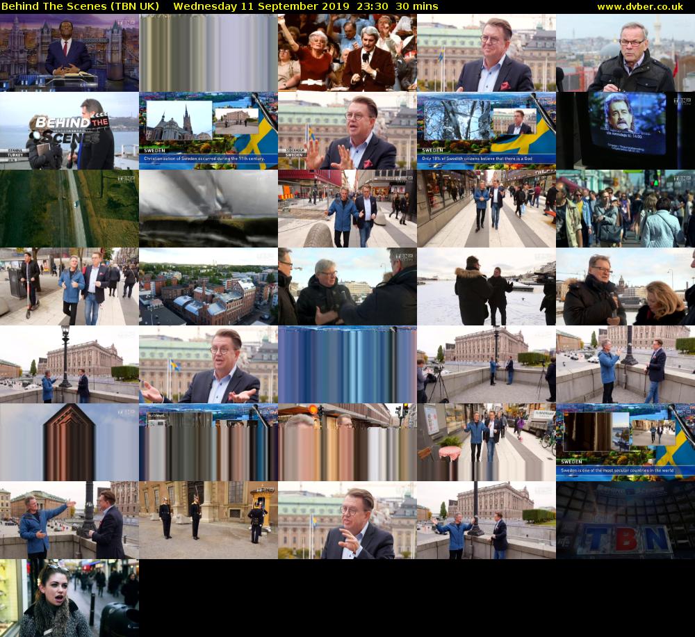Behind The Scenes (TBN UK) Wednesday 11 September 2019 23:30 - 00:00