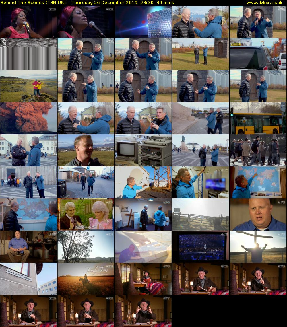 Behind The Scenes (TBN UK) Thursday 26 December 2019 23:30 - 00:00