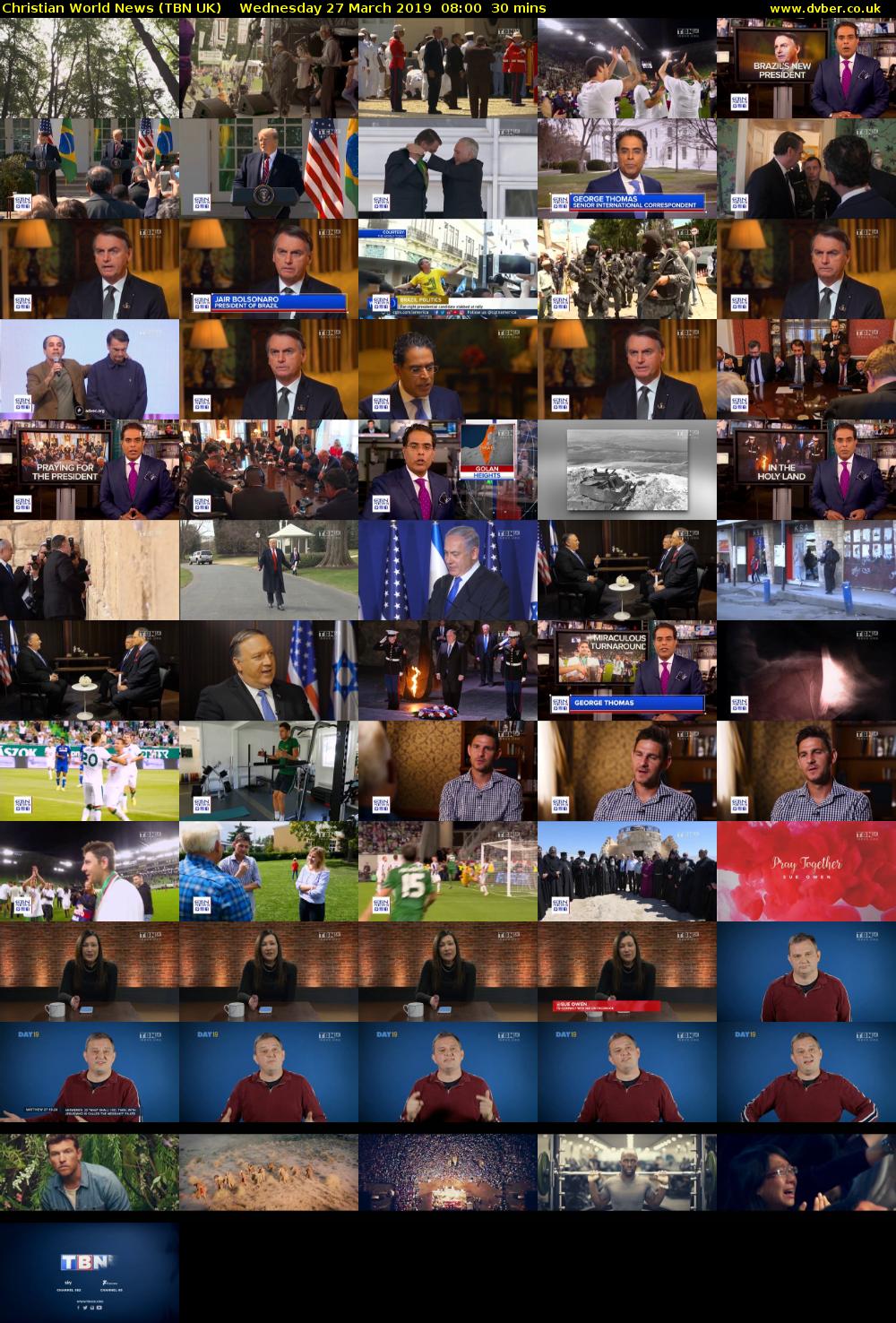 Christian World News (TBN UK) Wednesday 27 March 2019 08:00 - 08:30