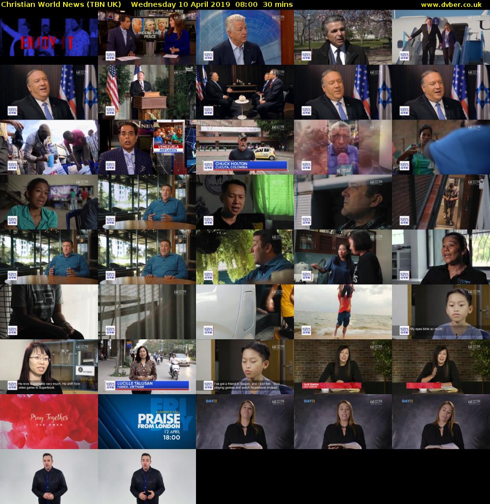 Christian World News (TBN UK) Wednesday 10 April 2019 08:00 - 08:30