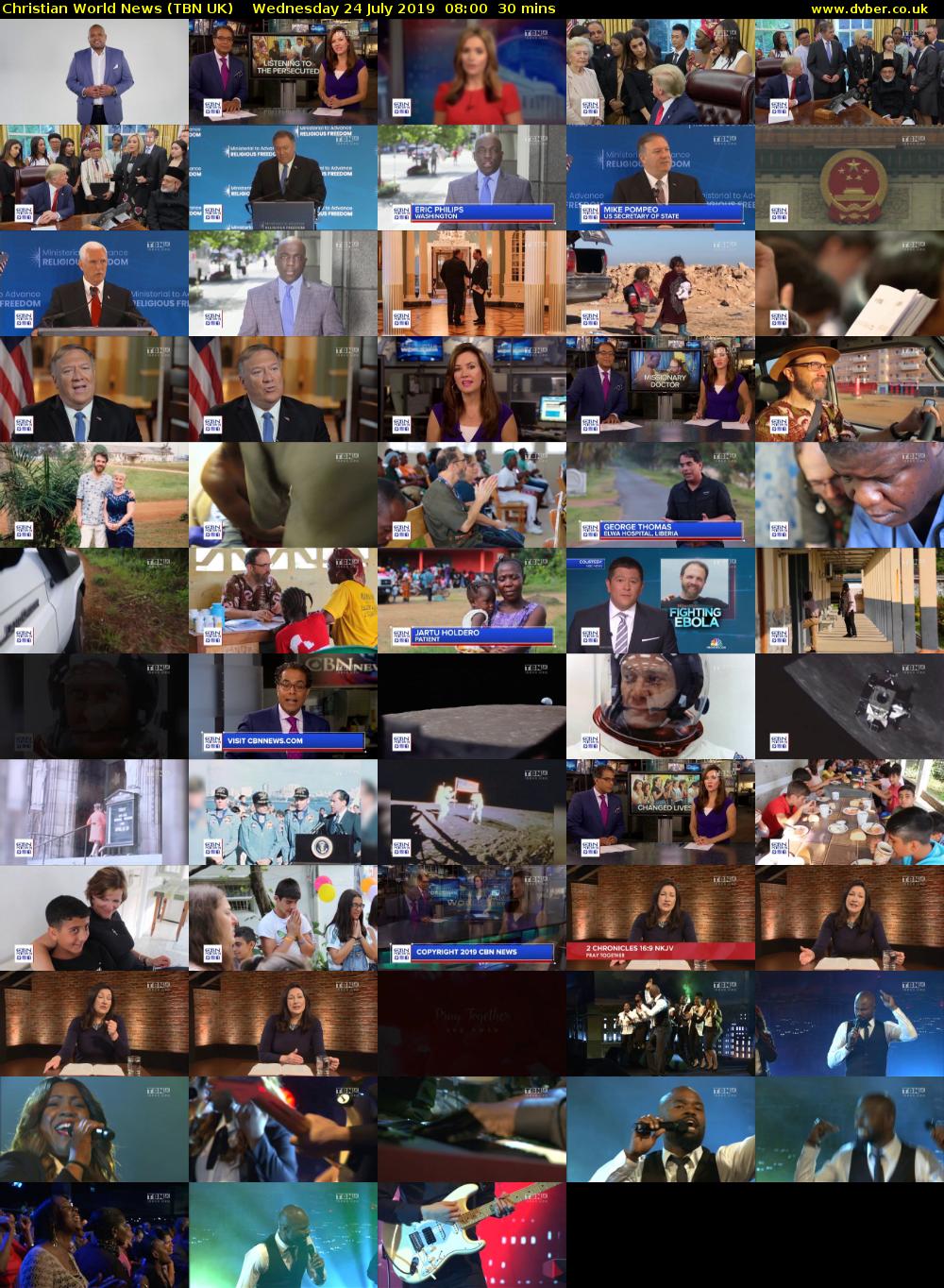 Christian World News (TBN UK) Wednesday 24 July 2019 08:00 - 08:30