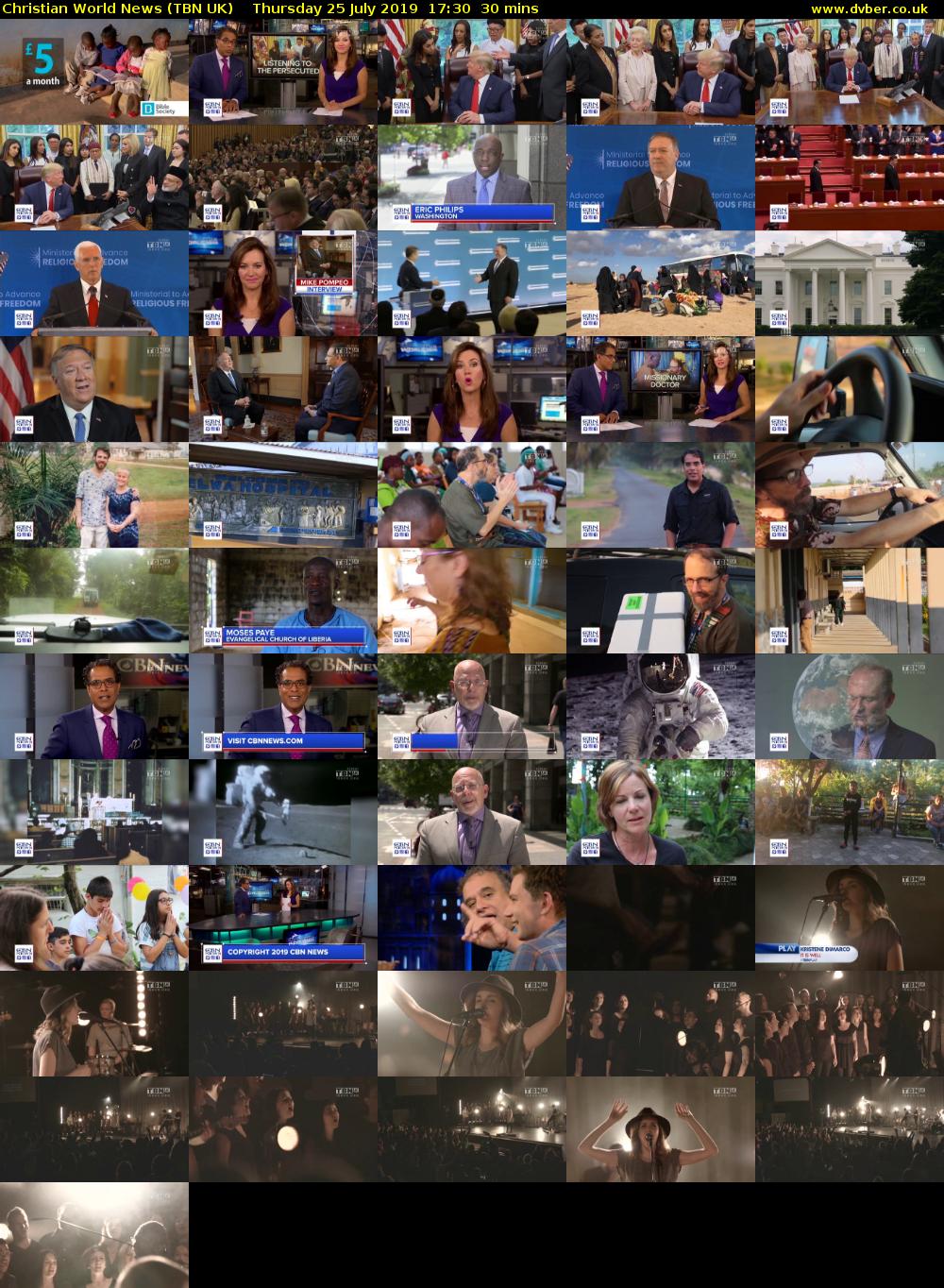 Christian World News (TBN UK) Thursday 25 July 2019 17:30 - 18:00