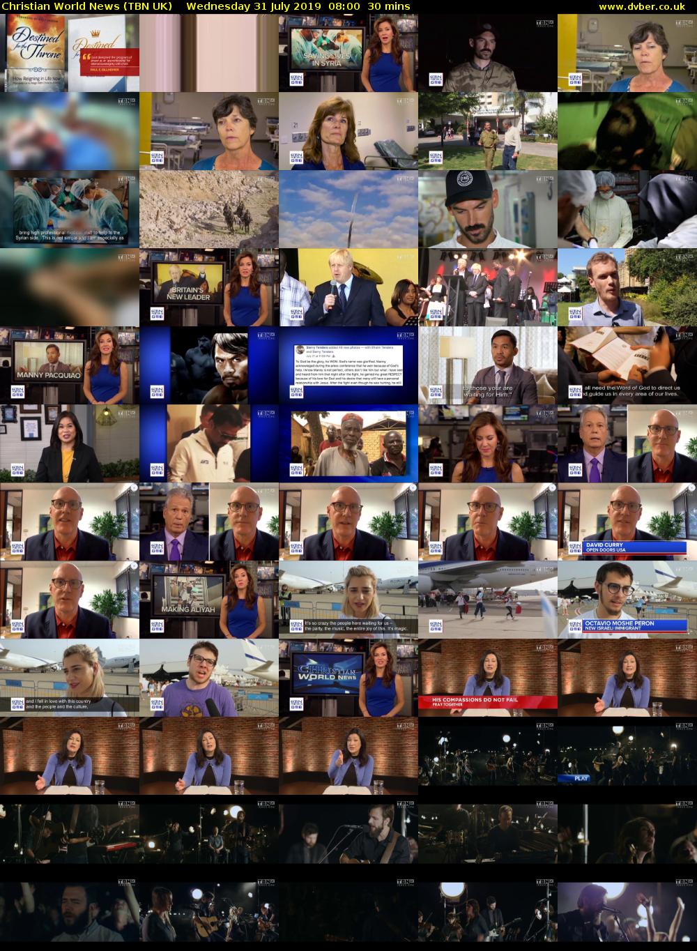 Christian World News (TBN UK) Wednesday 31 July 2019 08:00 - 08:30