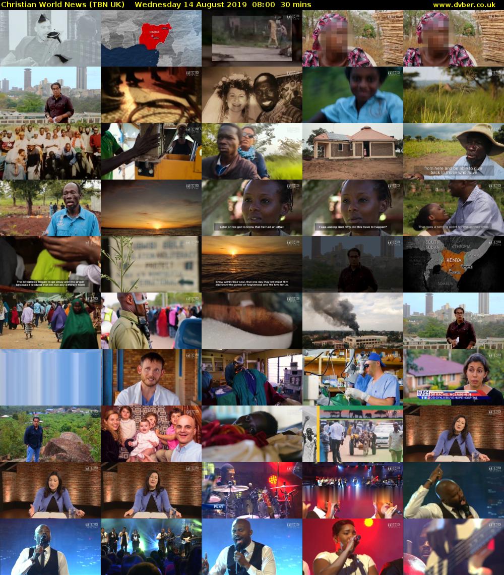 Christian World News (TBN UK) Wednesday 14 August 2019 08:00 - 08:30