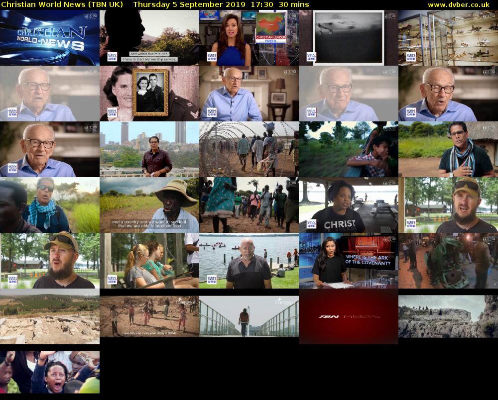 Christian World News (TBN UK) Thursday 5 September 2019 17:30 - 18:00