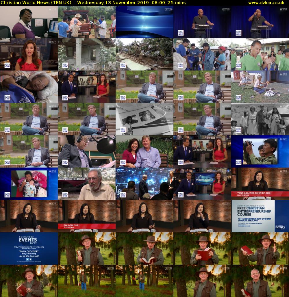 Christian World News (TBN UK) Wednesday 13 November 2019 08:00 - 08:25
