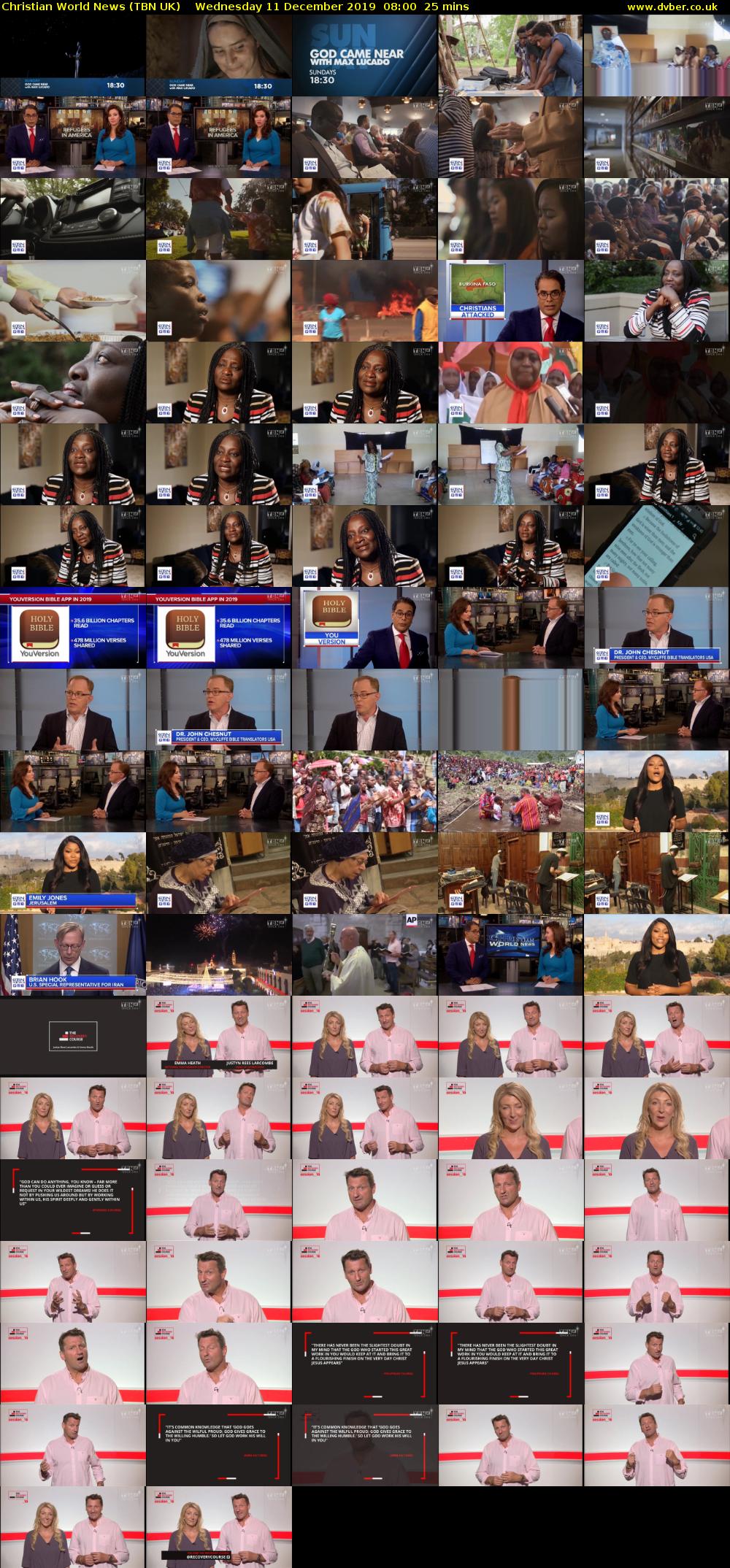 Christian World News (TBN UK) Wednesday 11 December 2019 08:00 - 08:25