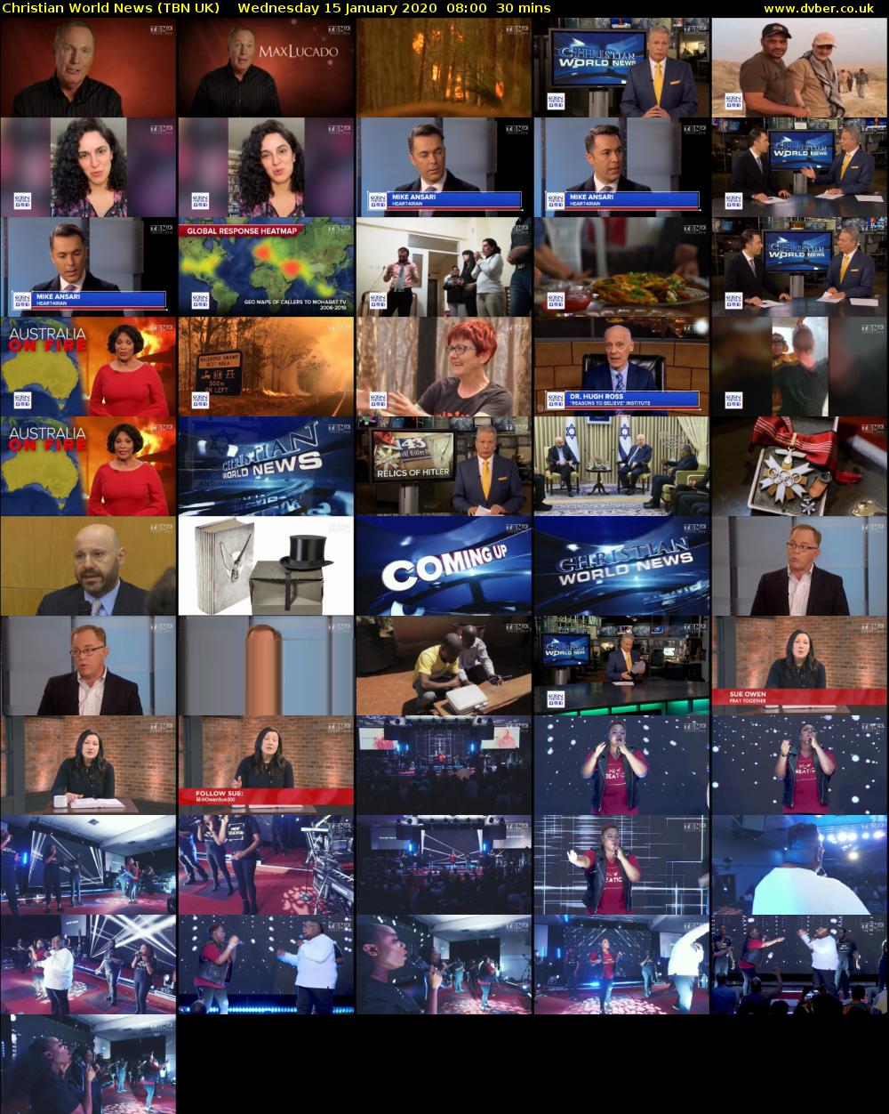 Christian World News (TBN UK) Wednesday 15 January 2020 08:00 - 08:30