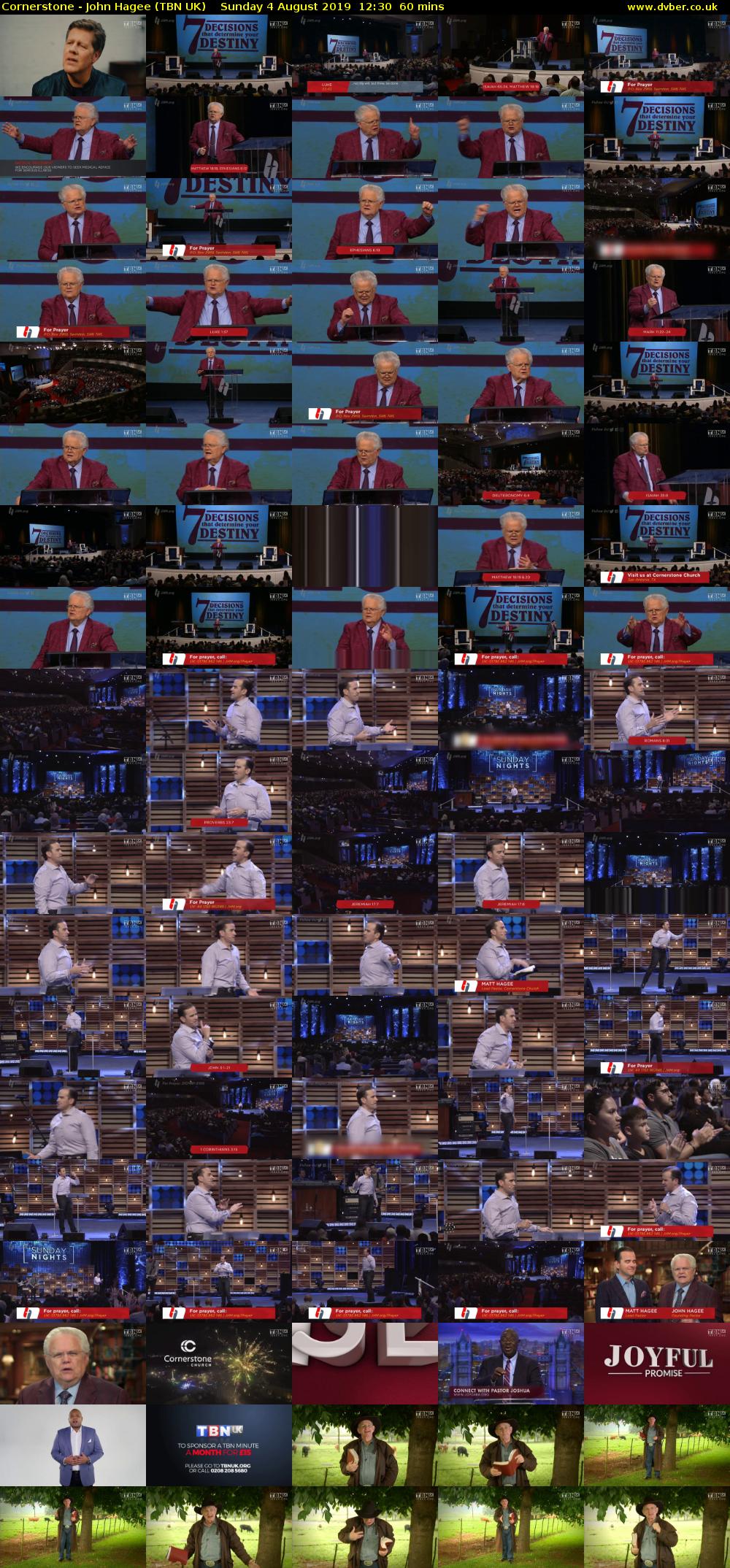 Cornerstone - John Hagee (TBN UK) Sunday 4 August 2019 12:30 - 13:30