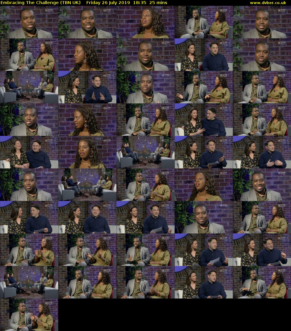Embracing The Challenge (TBN UK) Friday 26 July 2019 18:35 - 19:00