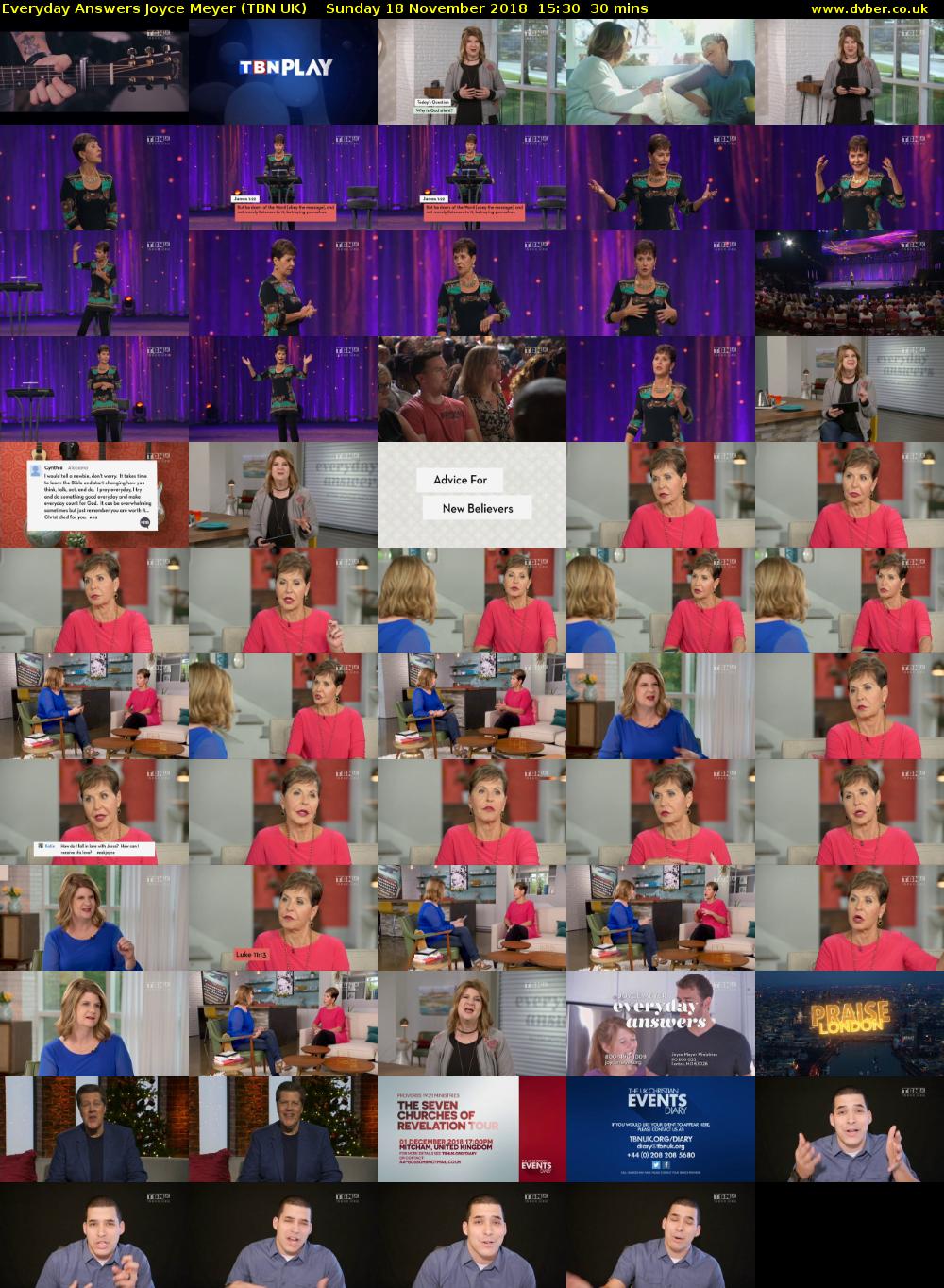 Everyday Answers Joyce Meyer (TBN UK) Sunday 18 November 2018 15:30 - 16:00