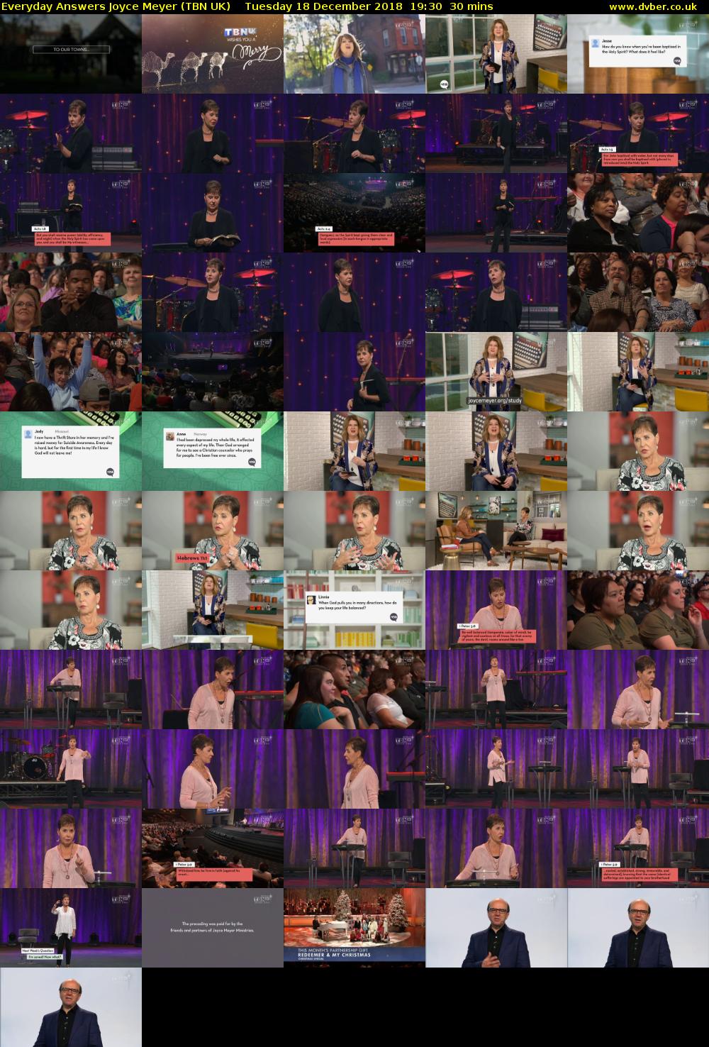 Everyday Answers Joyce Meyer (TBN UK) Tuesday 18 December 2018 19:30 - 20:00