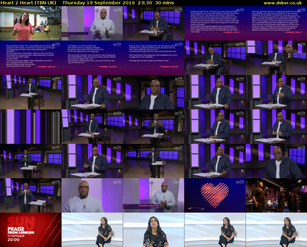 Heart 2 Heart (TBN UK) Thursday 19 September 2019 23:30 - 00:00