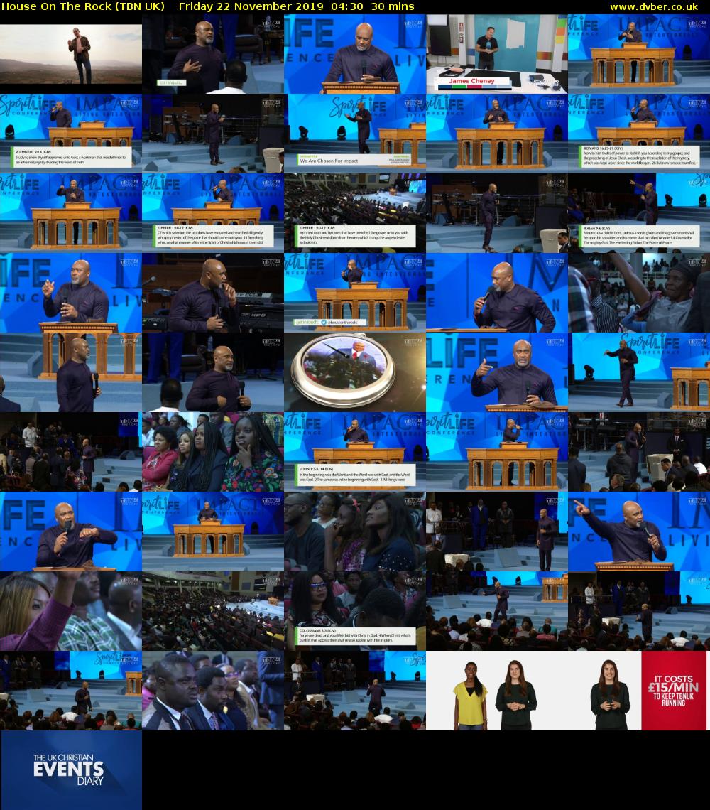 House On The Rock (TBN UK) Friday 22 November 2019 04:30 - 05:00