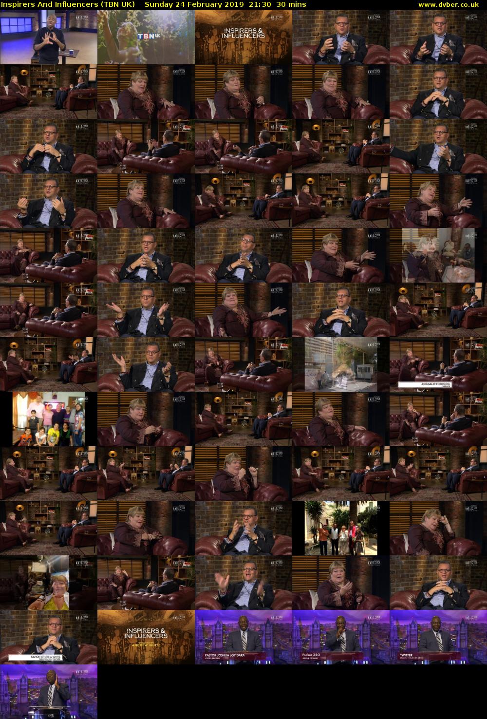 Inspirers And Influencers (TBN UK) Sunday 24 February 2019 21:30 - 22:00
