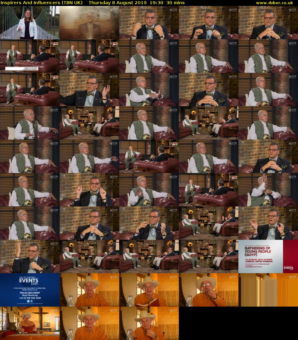 Inspirers And Influencers (TBN UK) Thursday 8 August 2019 19:30 - 20:00