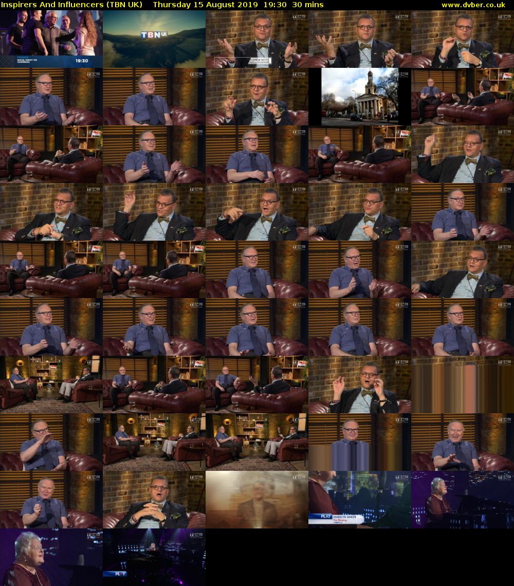Inspirers And Influencers (TBN UK) Thursday 15 August 2019 19:30 - 20:00
