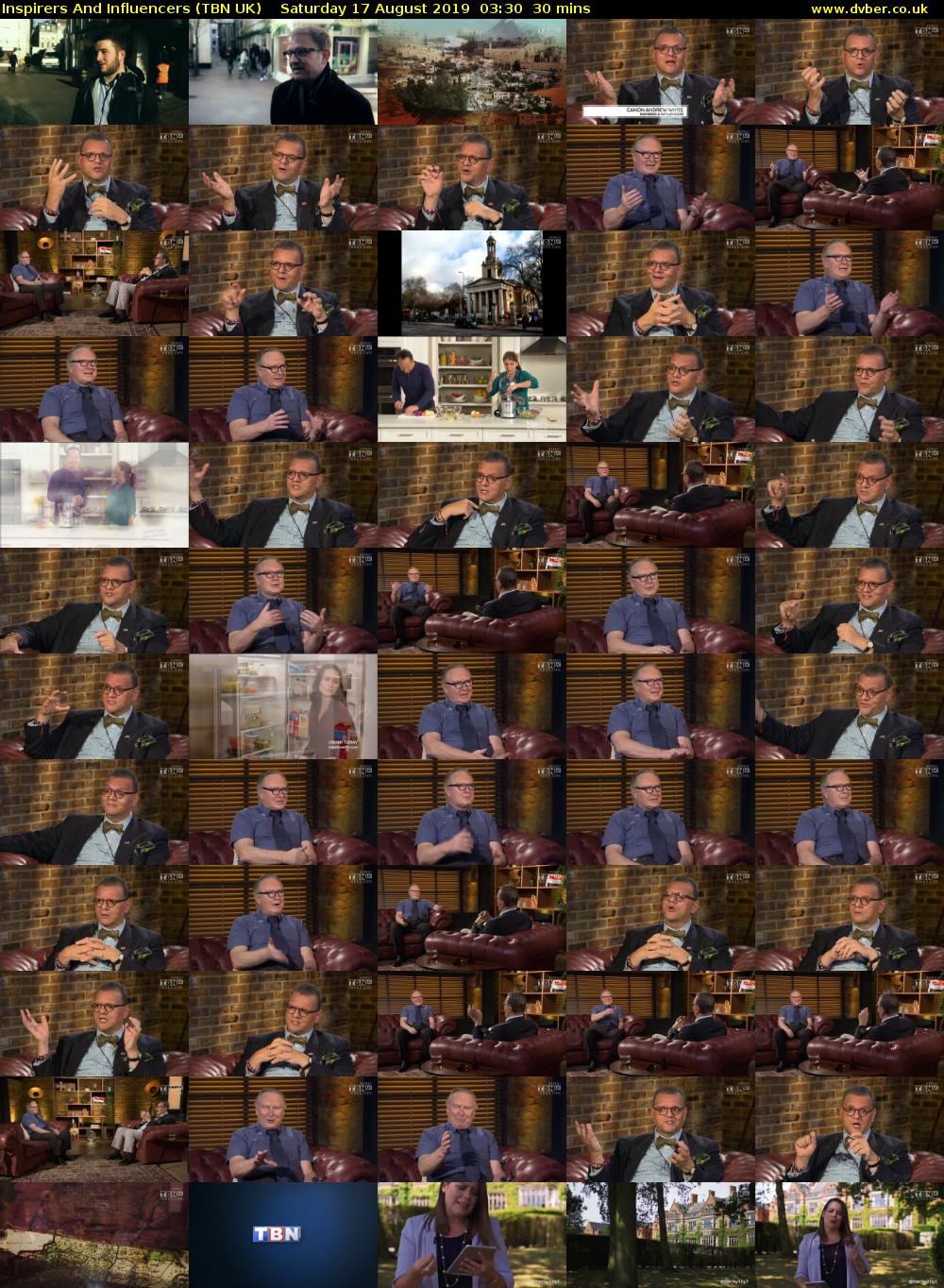 Inspirers And Influencers (TBN UK) Saturday 17 August 2019 03:30 - 04:00