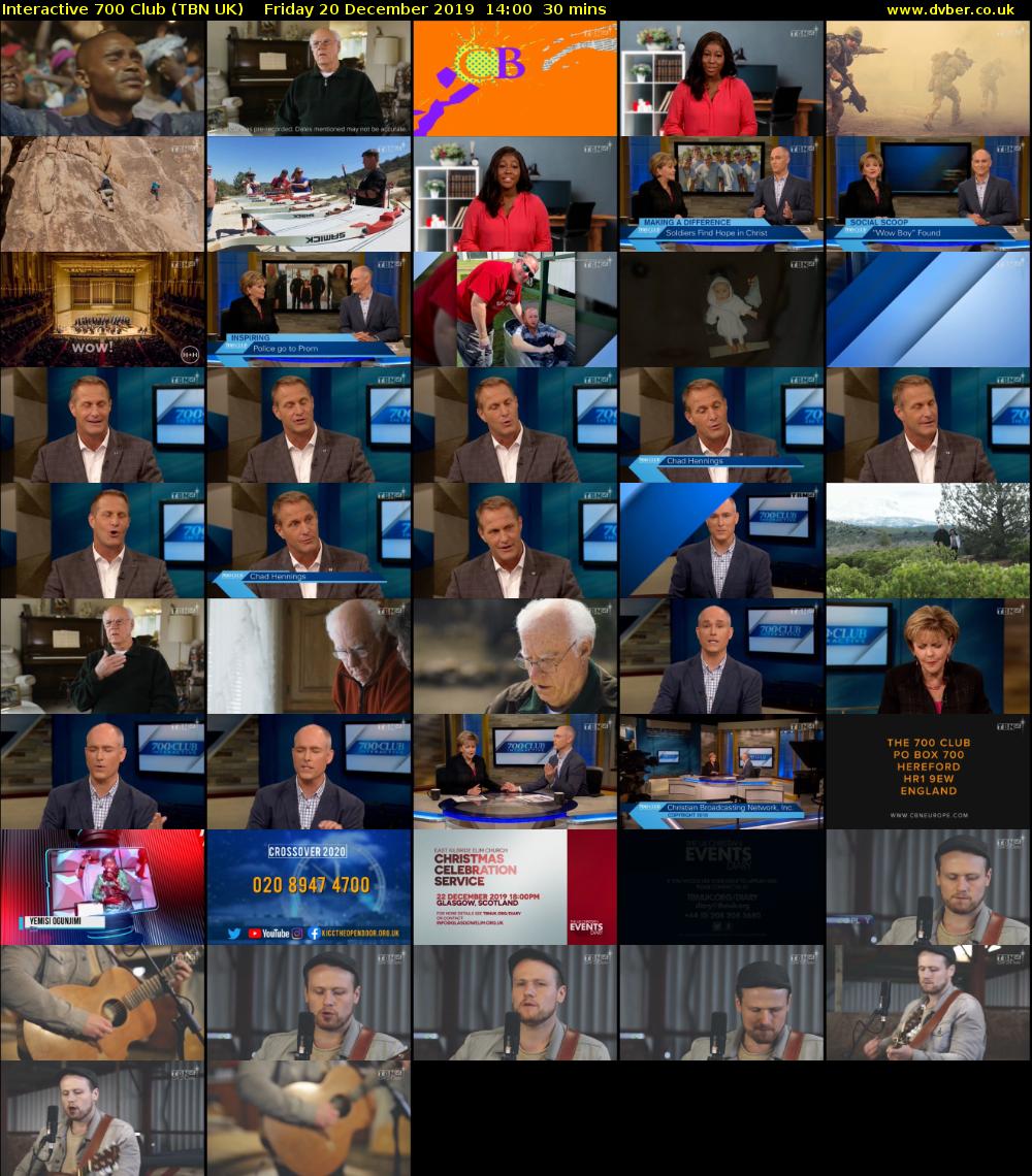 Interactive 700 Club (TBN UK) Friday 20 December 2019 14:00 - 14:30