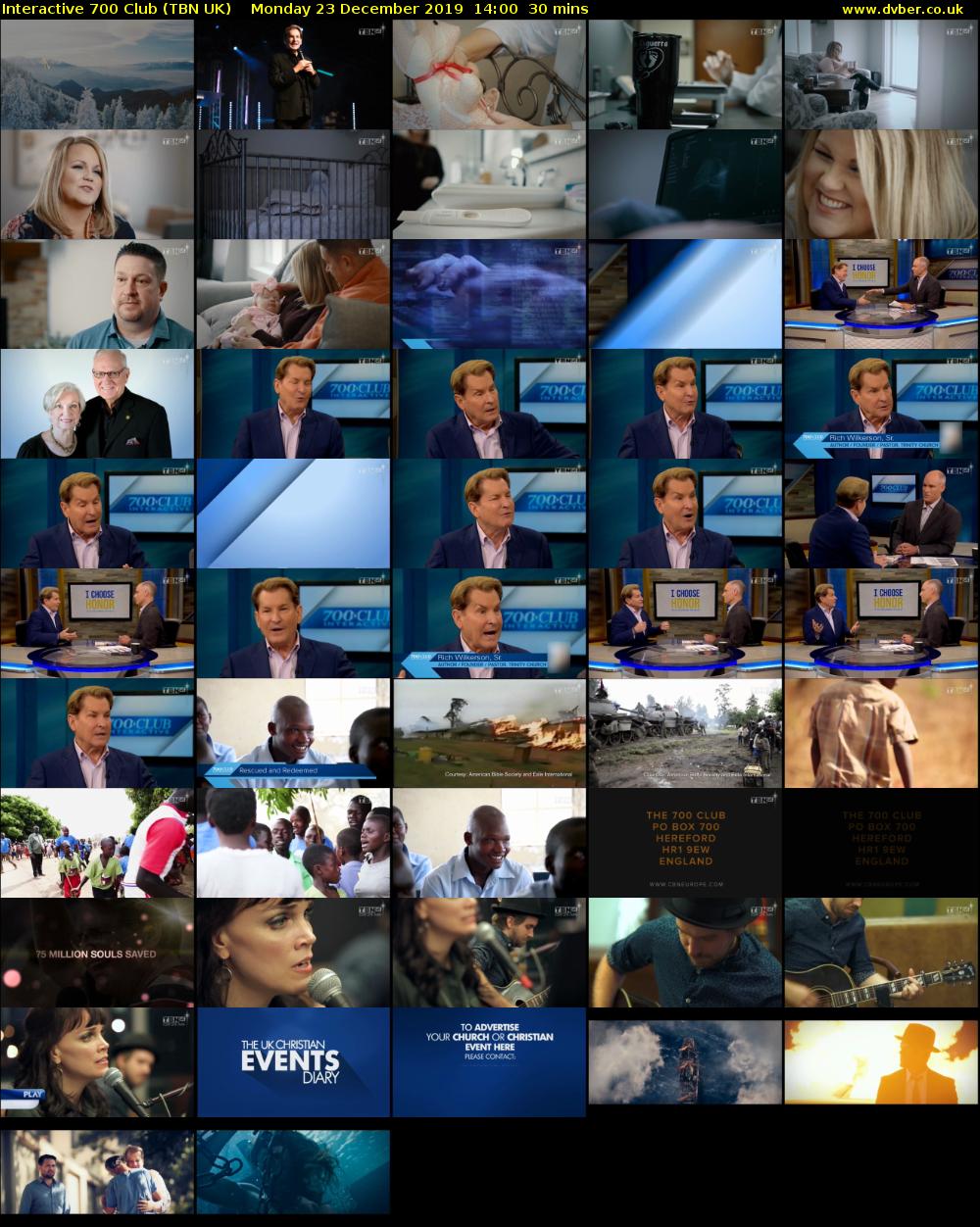 Interactive 700 Club (TBN UK) Monday 23 December 2019 14:00 - 14:30