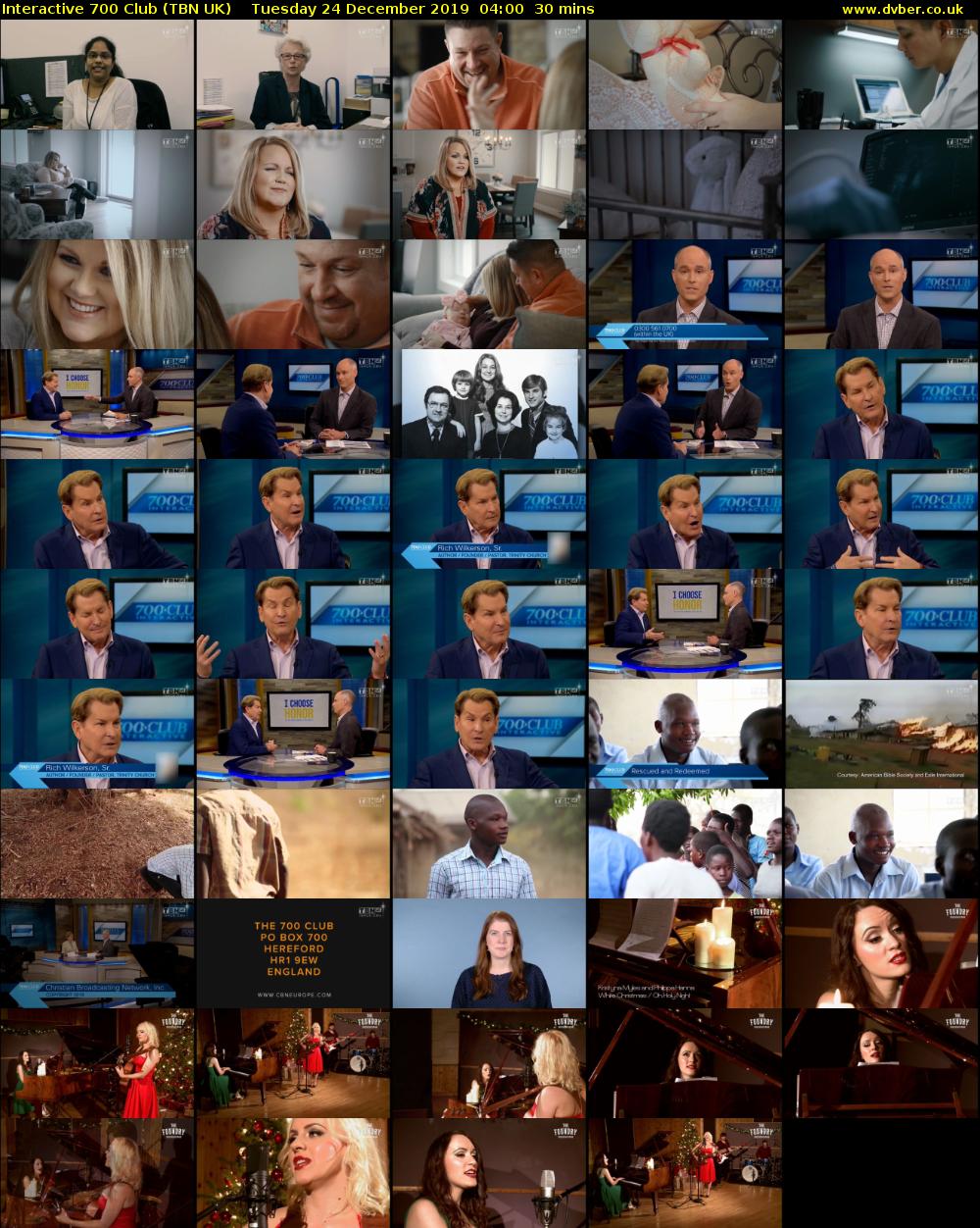 Interactive 700 Club (TBN UK) Tuesday 24 December 2019 04:00 - 04:30