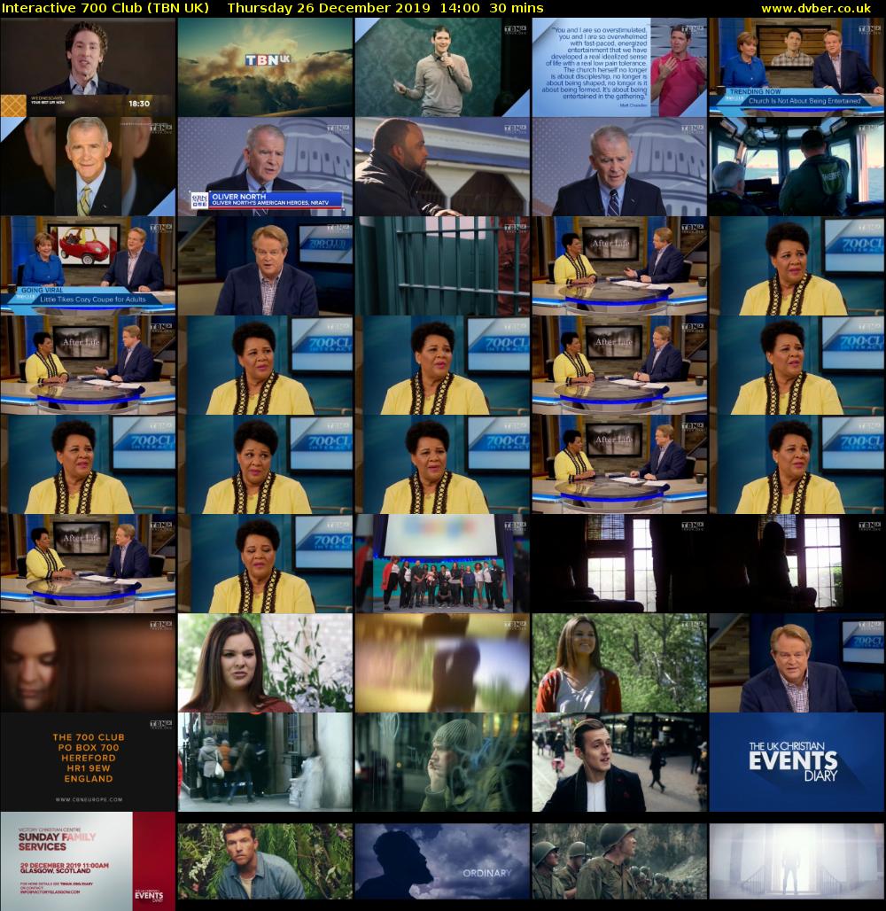 Interactive 700 Club (TBN UK) Thursday 26 December 2019 14:00 - 14:30