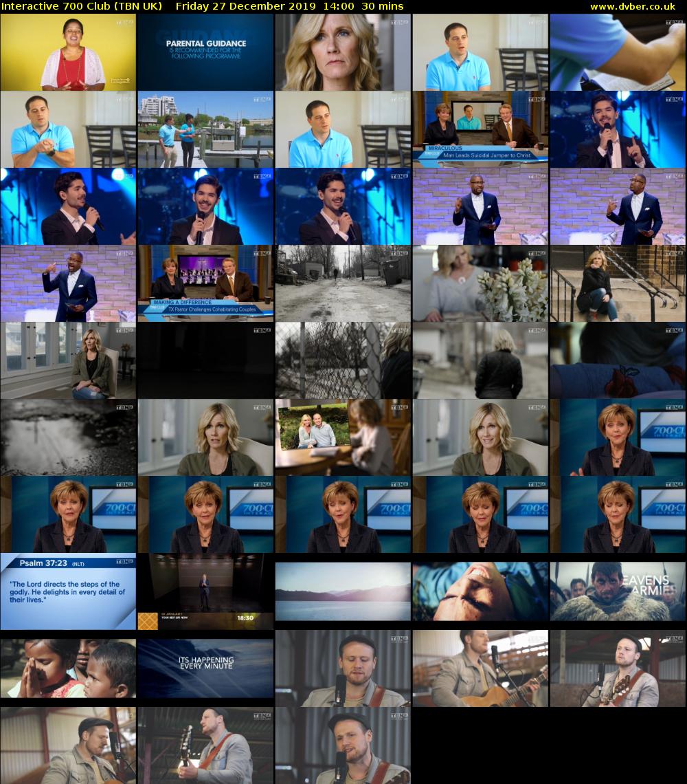 Interactive 700 Club (TBN UK) Friday 27 December 2019 14:00 - 14:30