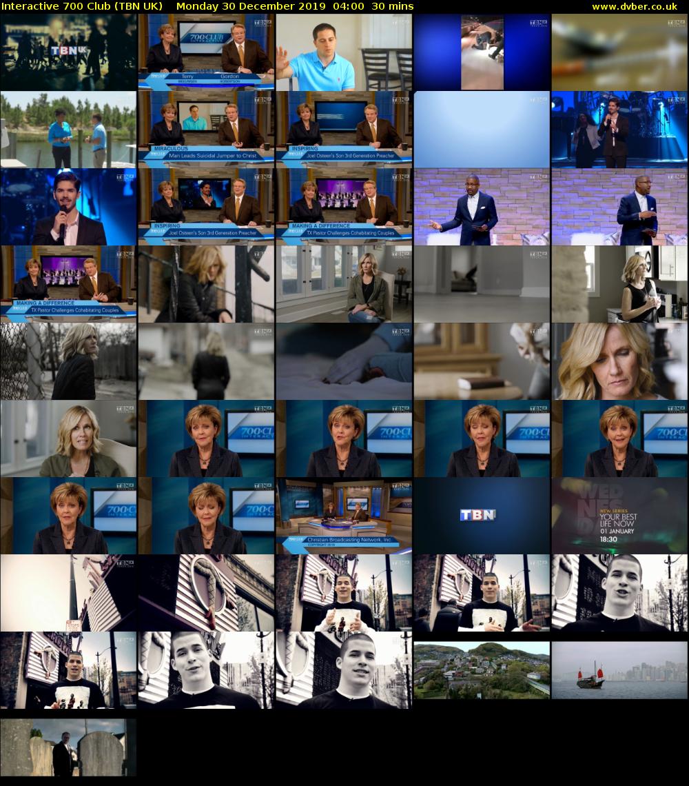 Interactive 700 Club (TBN UK) Monday 30 December 2019 04:00 - 04:30