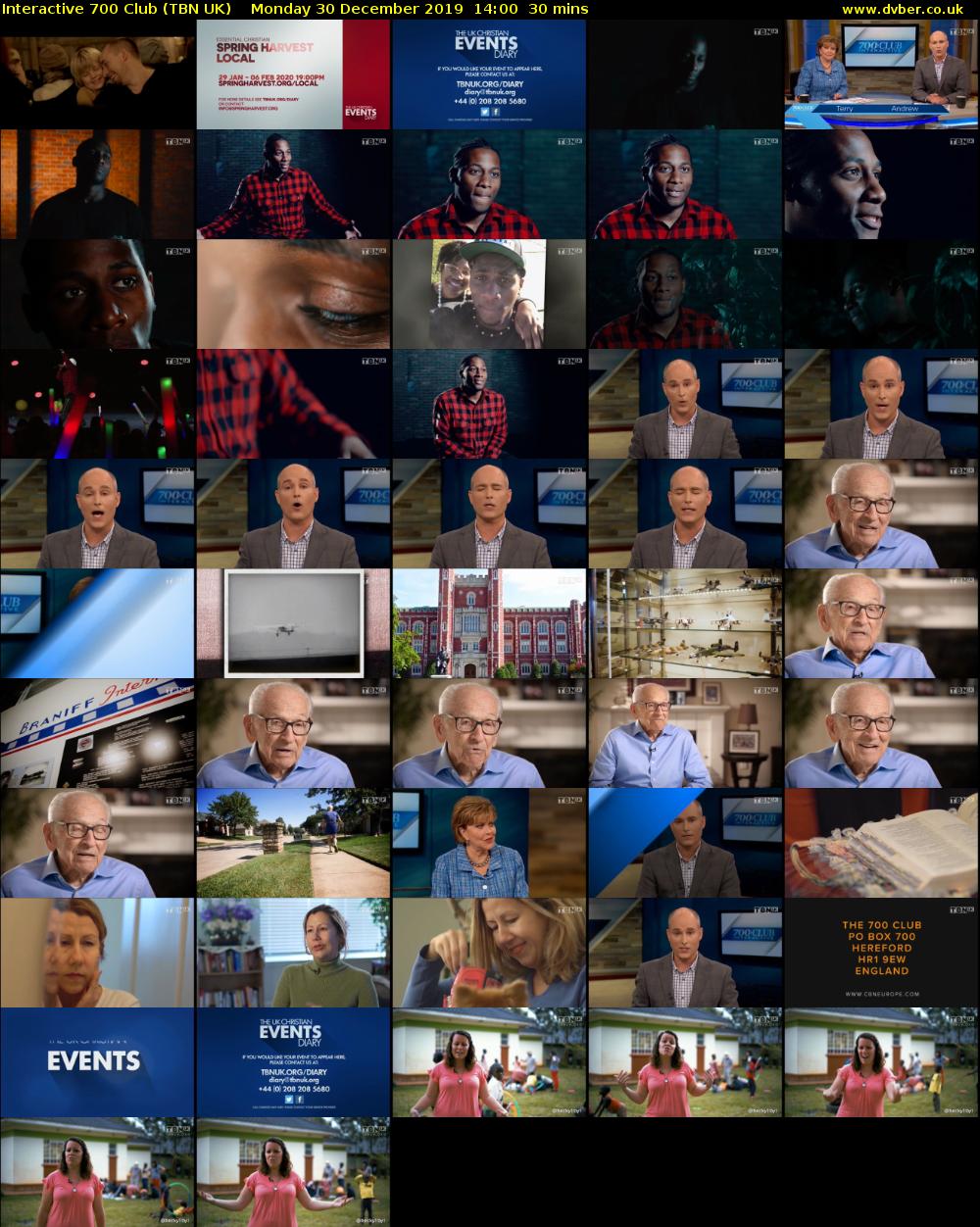 Interactive 700 Club (TBN UK) Monday 30 December 2019 14:00 - 14:30