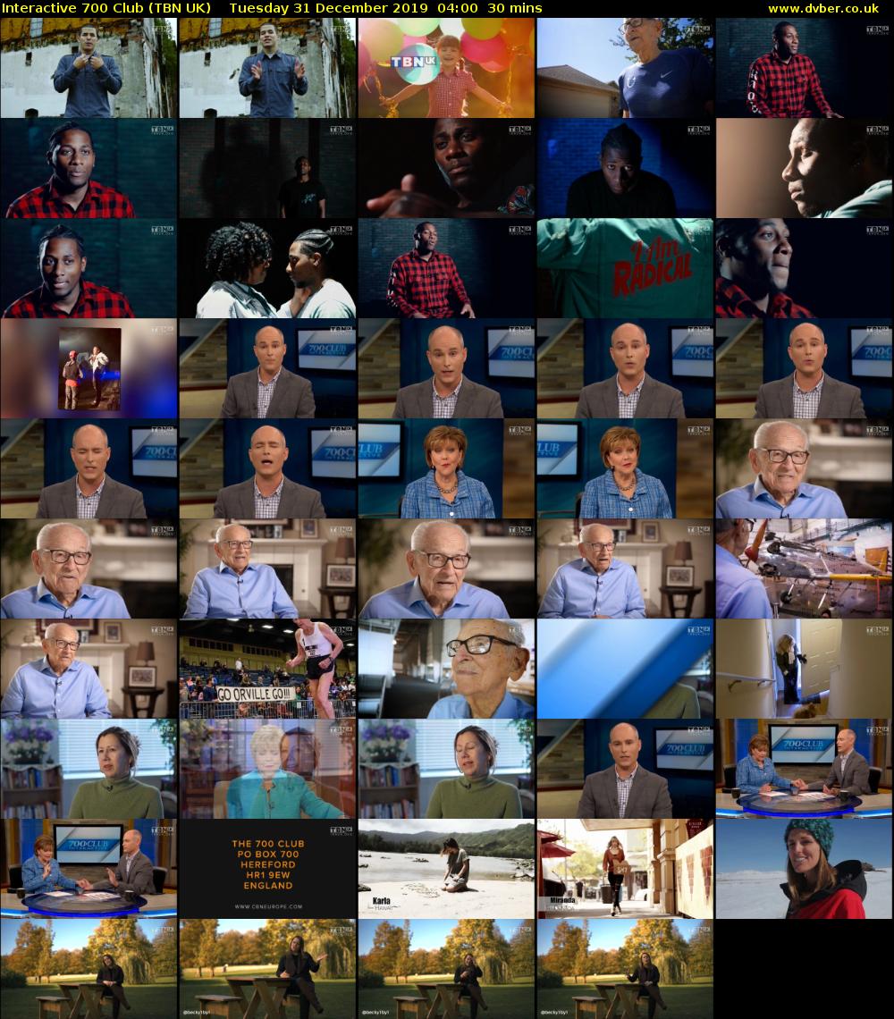 Interactive 700 Club (TBN UK) Tuesday 31 December 2019 04:00 - 04:30