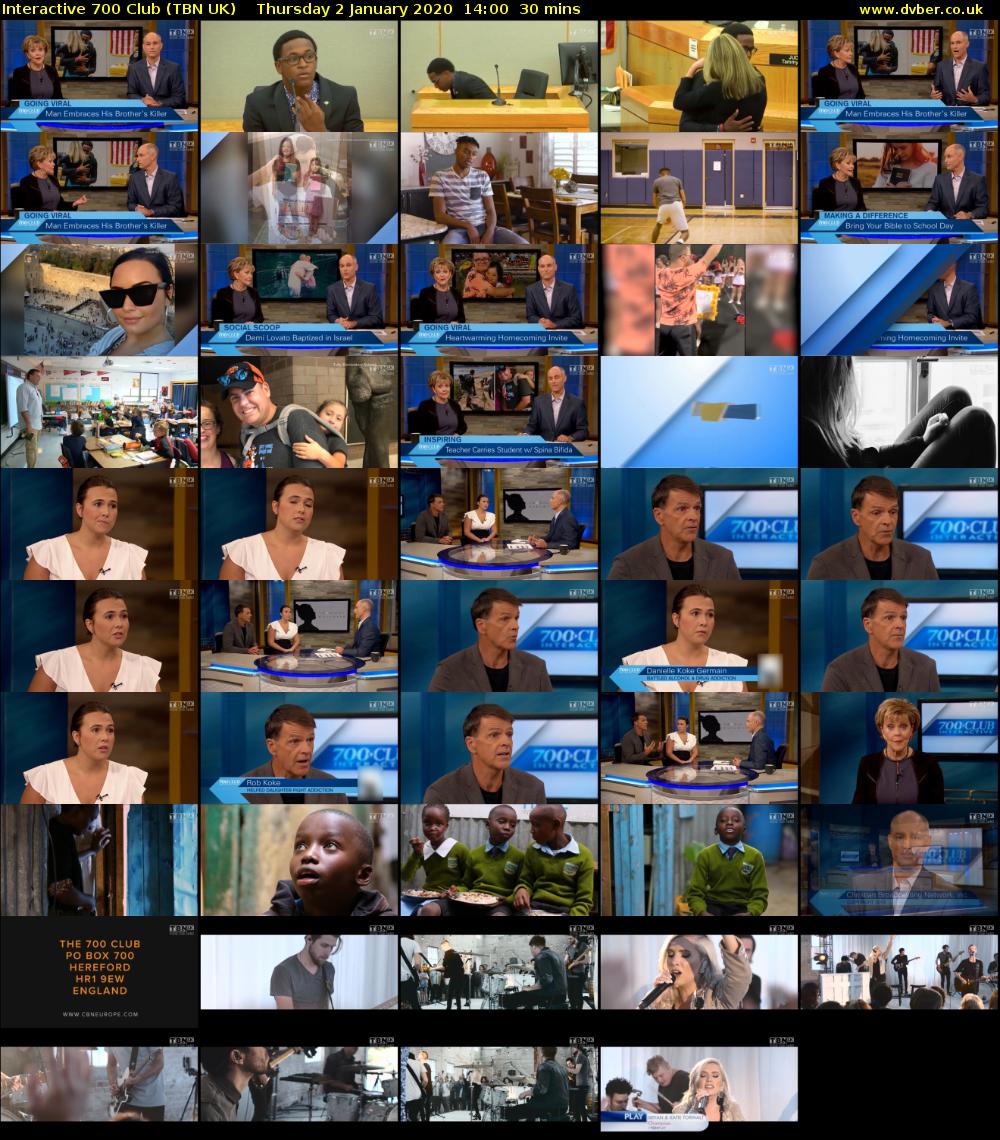 Interactive 700 Club (TBN UK) Thursday 2 January 2020 14:00 - 14:30