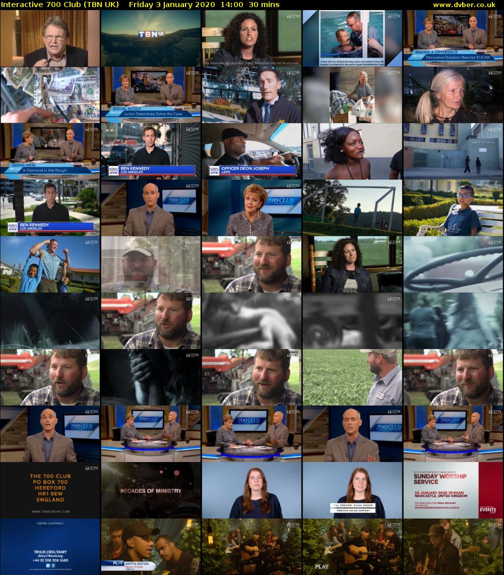 Interactive 700 Club (TBN UK) Friday 3 January 2020 14:00 - 14:30