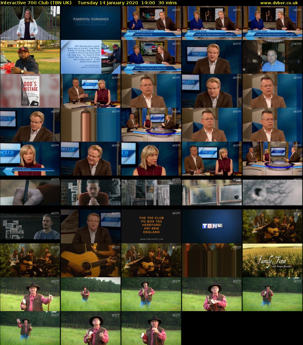 Interactive 700 Club (TBN UK) Tuesday 14 January 2020 14:00 - 14:30
