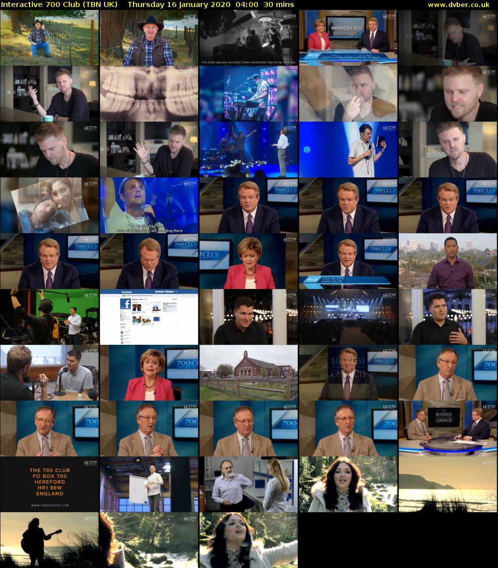 Interactive 700 Club (TBN UK) Thursday 16 January 2020 04:00 - 04:30