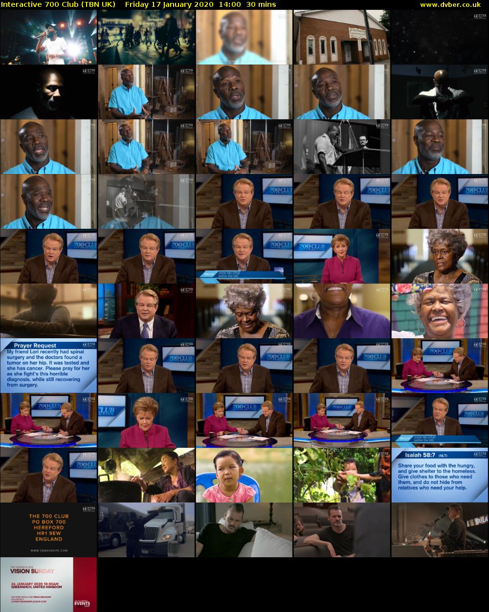 Interactive 700 Club (TBN UK) Friday 17 January 2020 14:00 - 14:30