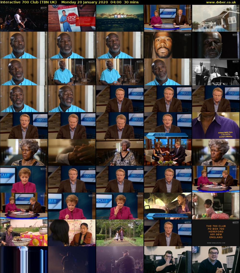 Interactive 700 Club (TBN UK) Monday 20 January 2020 04:00 - 04:30