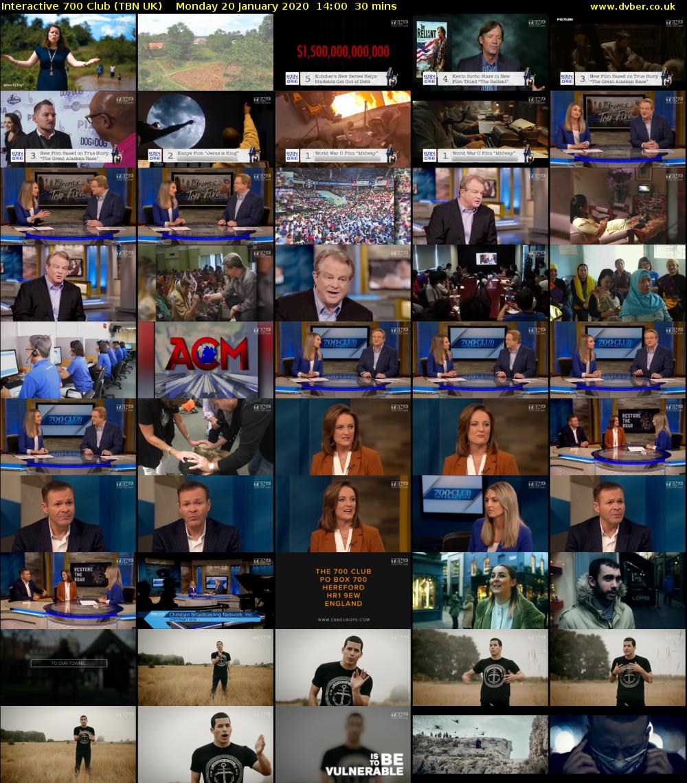 Interactive 700 Club (TBN UK) Monday 20 January 2020 14:00 - 14:30