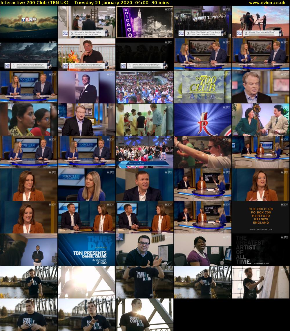 Interactive 700 Club (TBN UK) Tuesday 21 January 2020 04:00 - 04:30