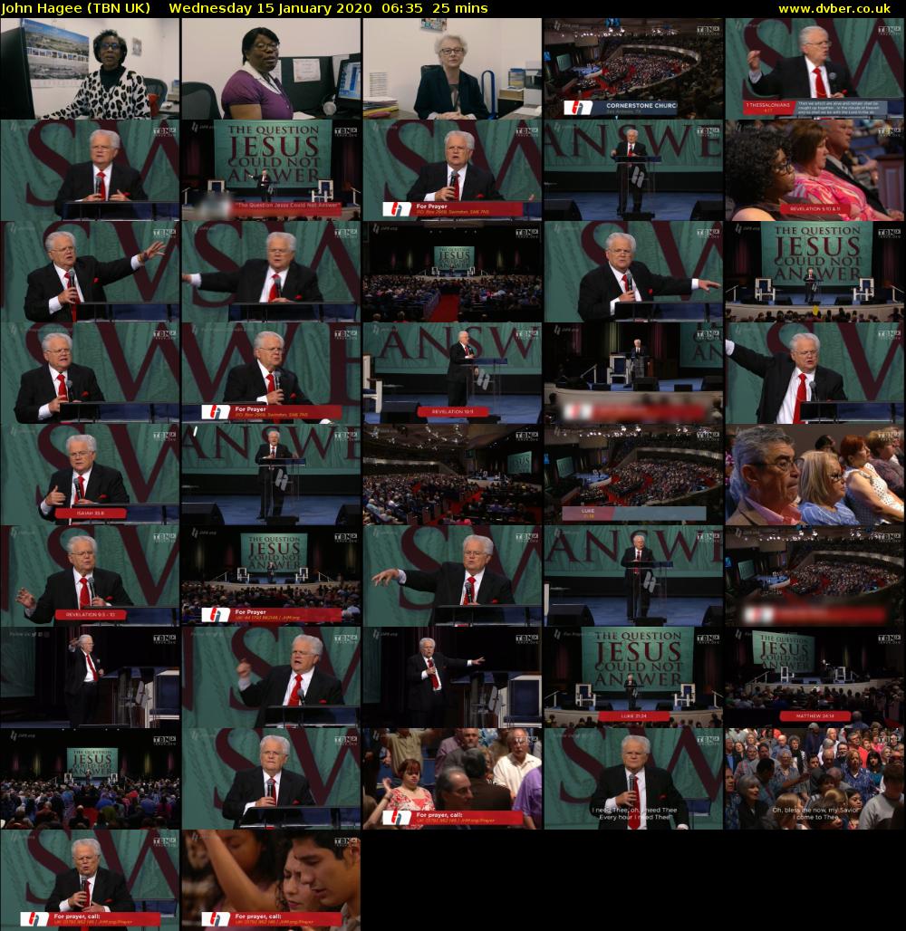 John Hagee (TBN UK) Wednesday 15 January 2020 06:35 - 07:00