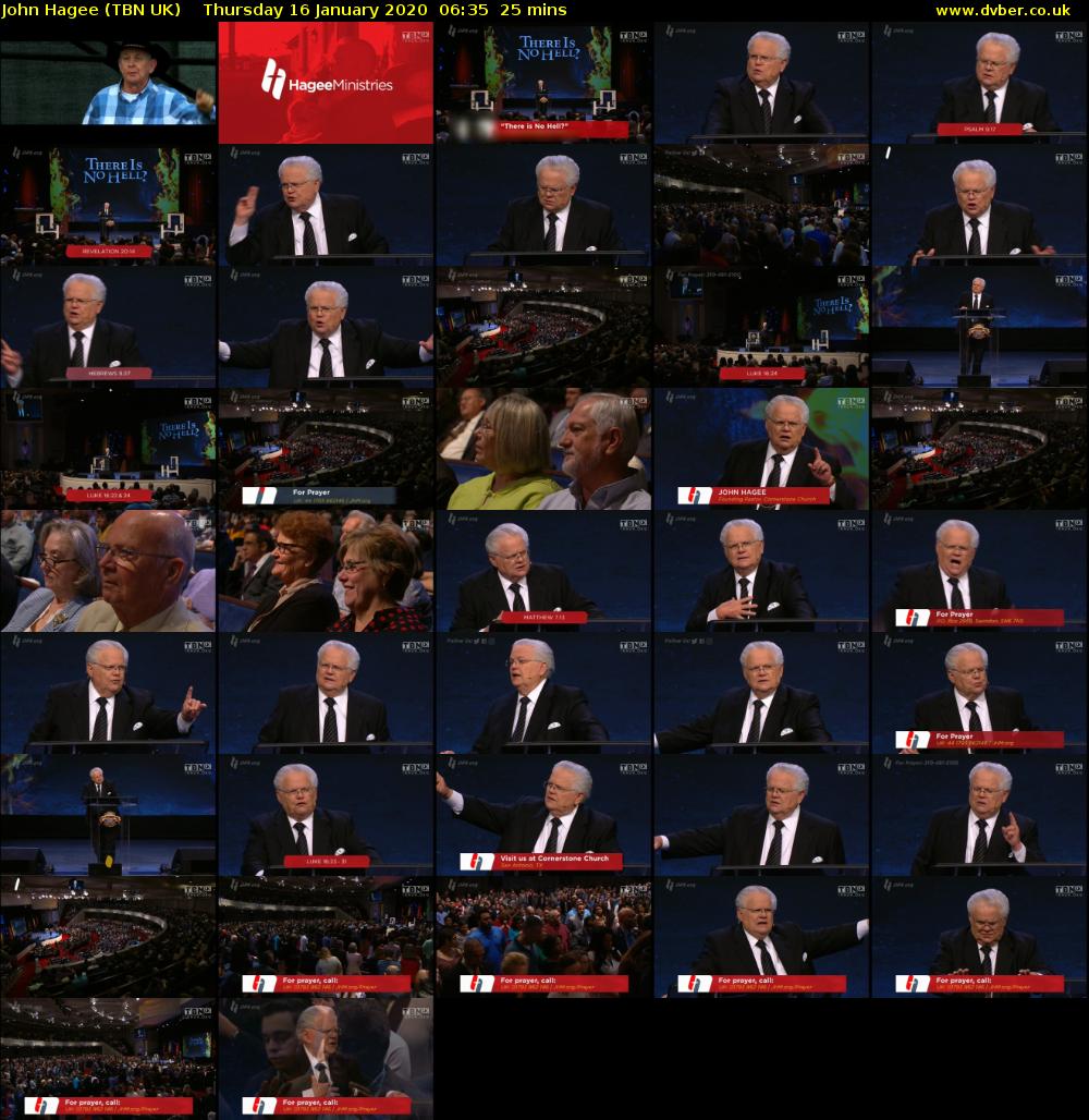 John Hagee (TBN UK) Thursday 16 January 2020 06:35 - 07:00